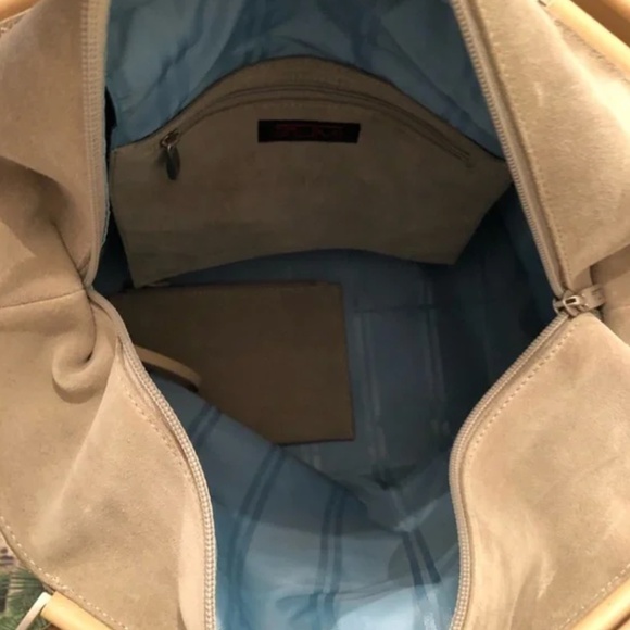 Tumi | Suede Leather Zippered Satchel Bag Purse - Picture 4 of 6